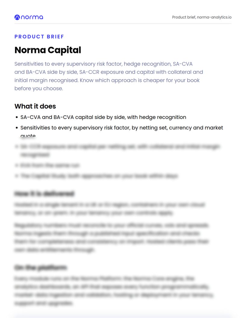 First page of the Norma Capital product brief, preview