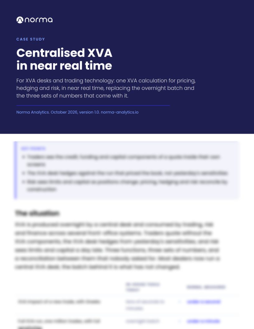 First page of Centralised XVA in near real time, preview
