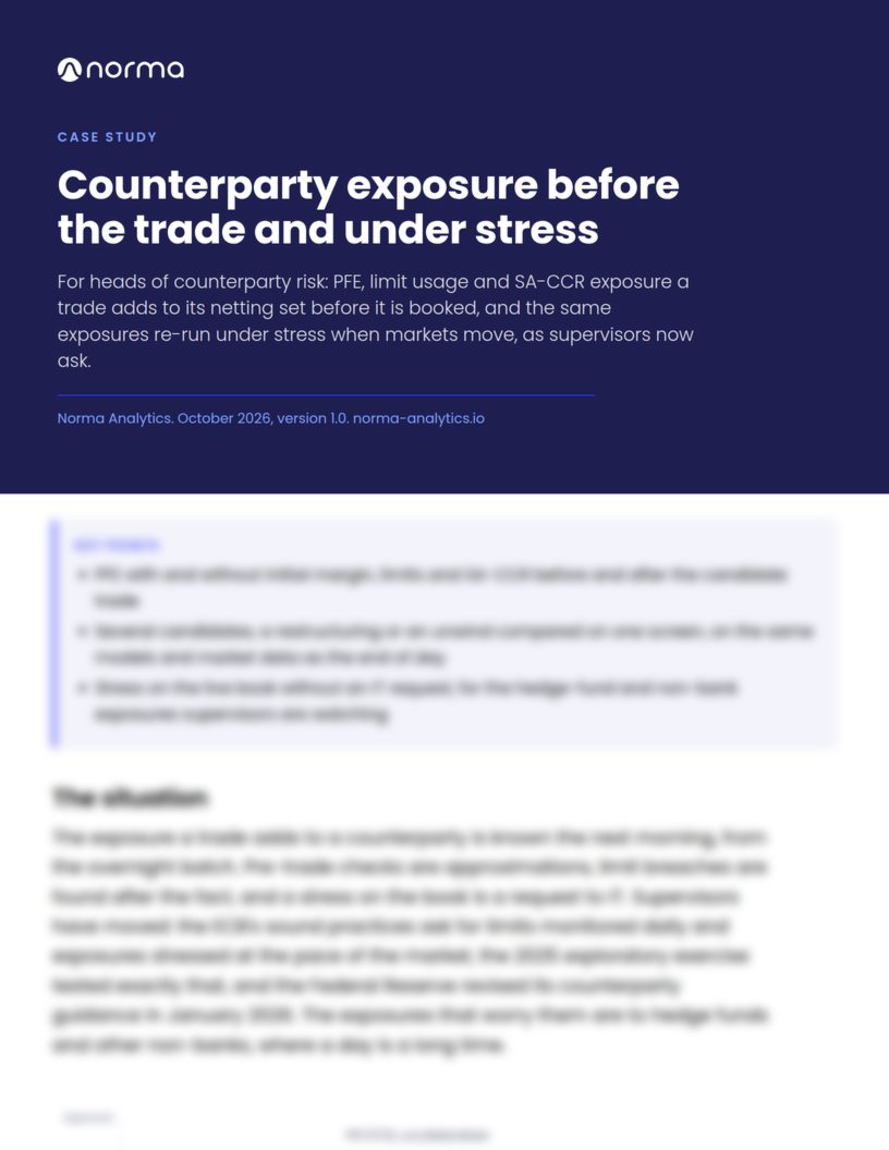 First page of Counterparty exposure before the trade and under stress, preview