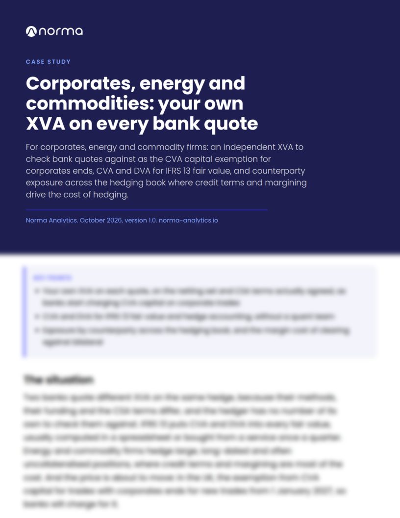 First page of Corporates, energy and commodities: your own XVA on every bank quote, preview