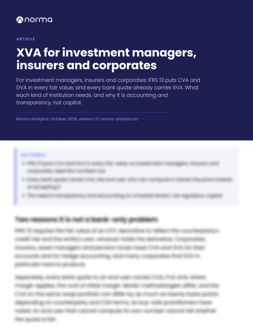 First page of XVA for investment managers, insurers and corporates, preview